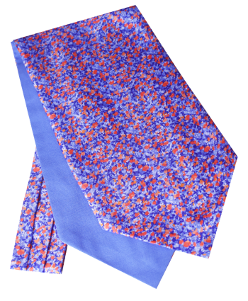 Fine Silk Detailed Orange Floral Design Cravat in Lilac